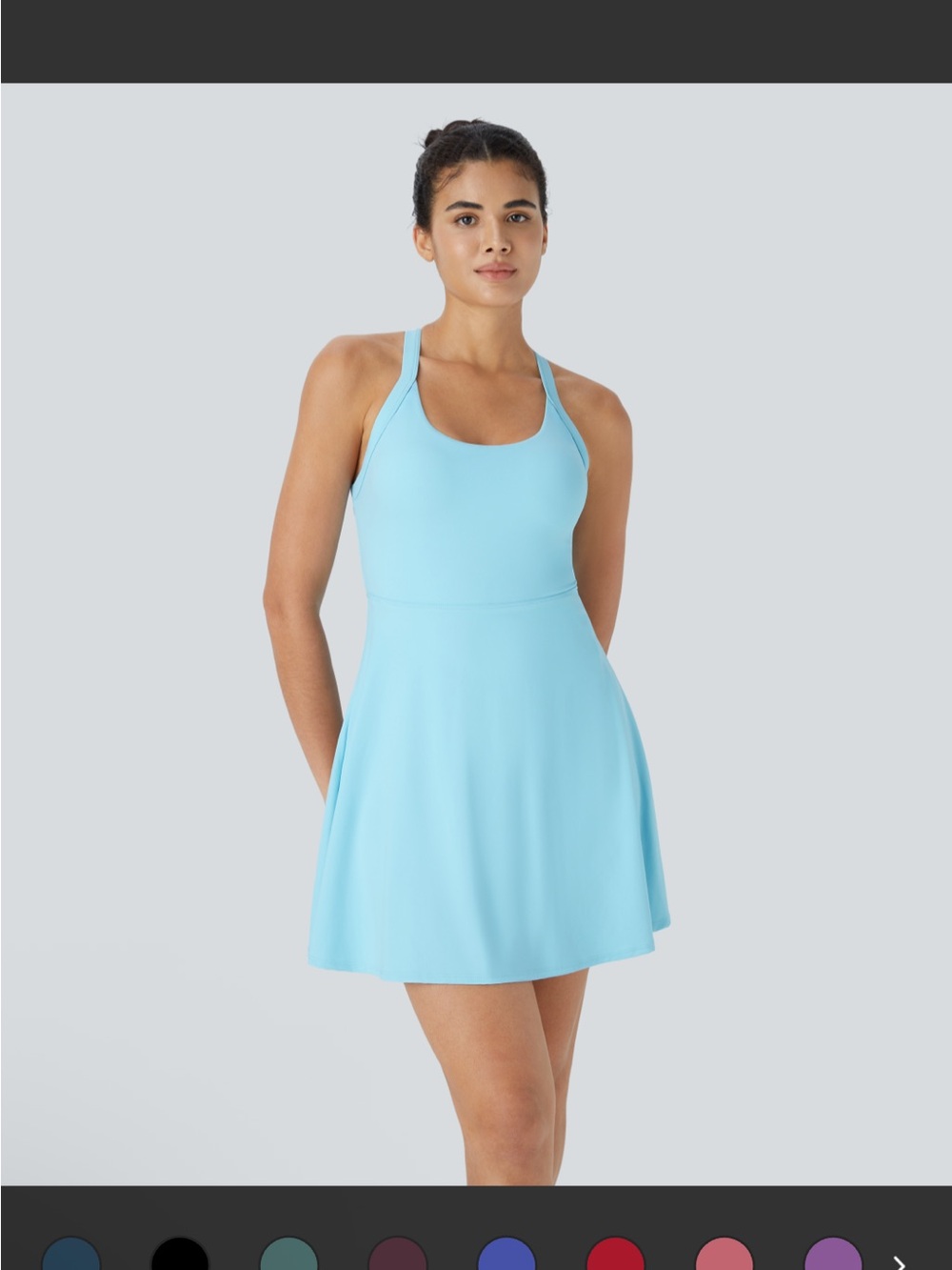 HALARA Light Blue Racerback Skater Dress